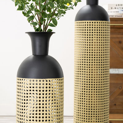 Glitzhome Gold & Black Metal Floor 2-pc. Vase