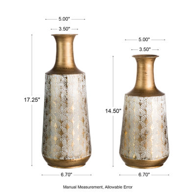 Glitzhome Vintage Gold & White Metal 2-pc. Vase