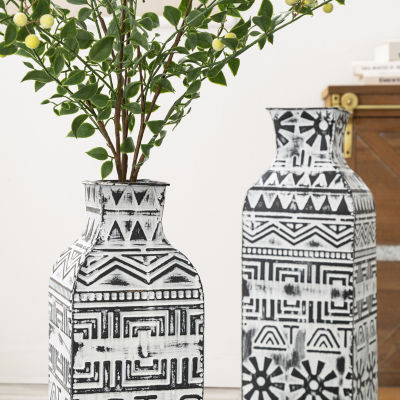 Glitzhome Chic Textured Metal 2-pc. Vase