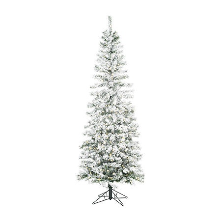 7.5' Flocked Pencil Christmas Tree, One Size, White