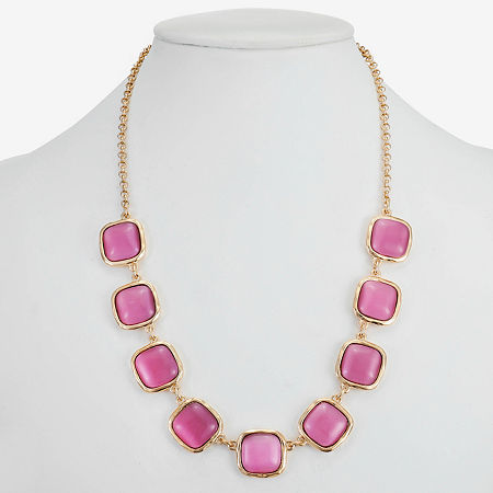 Liz Claiborne 17 Inch Cable Square Collar Necklace, One Size, Pink