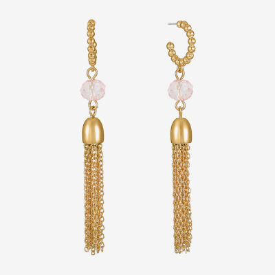 Liz Claiborne Gold Tone Tassel Drop Earrings, Color: Pink - JCPenney