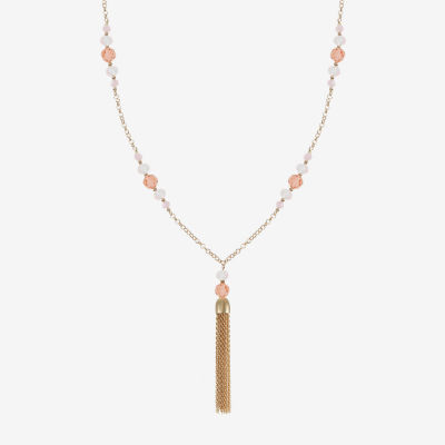 Liz Claiborne Tassel Beaded Womens Zinc Round Pendant Necklaces