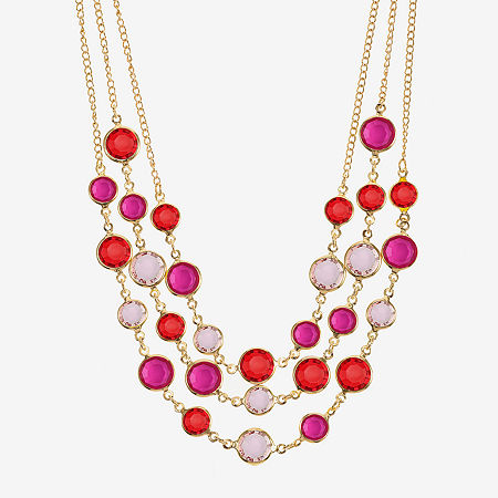 Liz Claiborne 17 Inch Curb Round Strand Necklace, One Size, Pink
