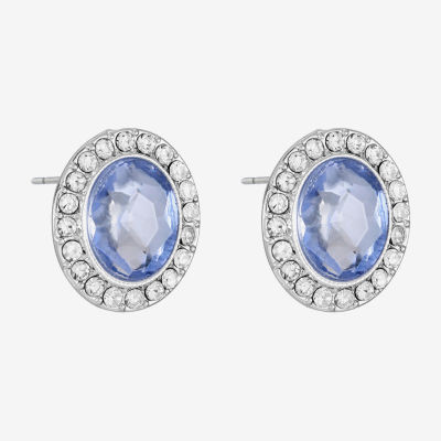 Monet Jewelry Glass 16mm Oval Stud Earrings