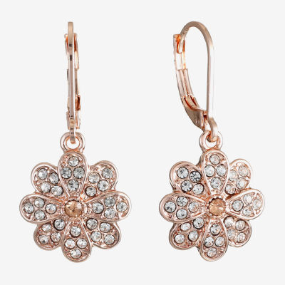 Monet Jewelry Rose Gold Glass Flower Drop Earrings