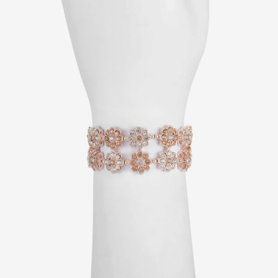 Monet Jewelry Rose Gold Thick Glass Flower Stretch Bracelet