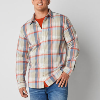 mutual weave Stretch Poplin Big and Tall Mens Classic Fit Long Sleeve Plaid Button-Down Shirt