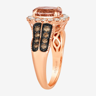 Le Vian® Grand Sample Sale™ Ring featuring 1 1/3 CT. Peach Morganite™ 1/3 CT. Chocolate Diamonds® 3/8 CT. Nude Diamonds™ set in 14K Strawberry Gold®