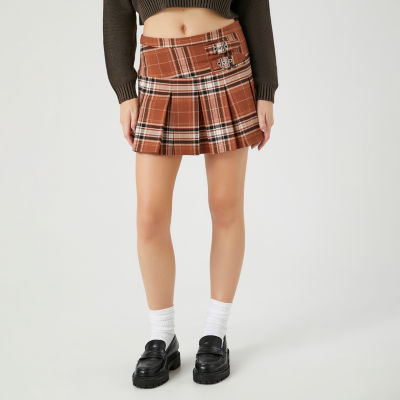 Womens brown outlet pleated skirt