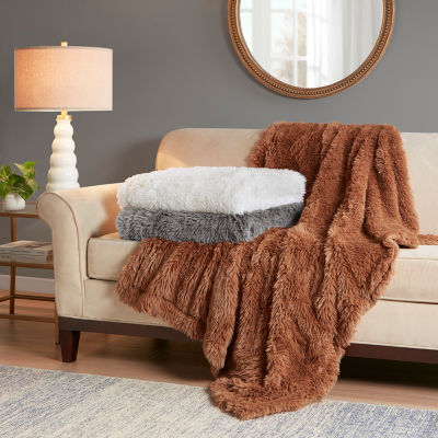 Madison Park Amaya Faux Fur Washable Midweight Throw