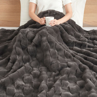 Madison Park Camille Faux Fur Washable Midweight Throw