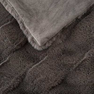 Madison Park Camille Faux Fur Washable Midweight Throw