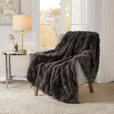 Madison Park Camille Faux Fur Washable Midweight Throw
