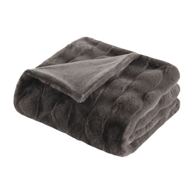 Madison Park Camille Faux Fur Washable Midweight Throw