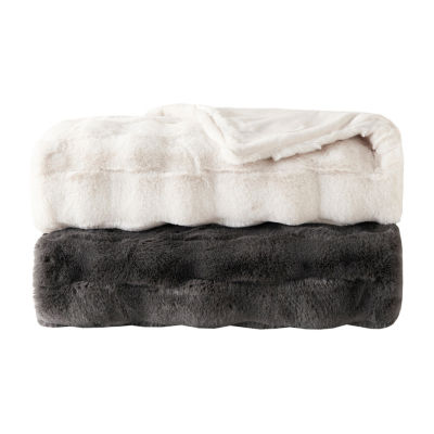 Madison Park Camille Faux Fur Washable Midweight Throw