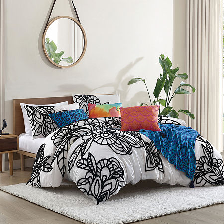 Rochelle Porter Wild Out Tufted 3-pc. Duvet Cover Set, One Size, Black