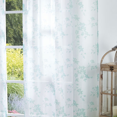 Martha Stewart Bellefield Floral Rod Pocket Sheer Set of 2 Curtain Panels