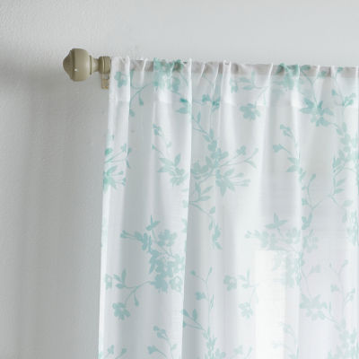 Martha Stewart Bellefield Floral Sheer Rod Pocket Set of 2 Curtain Panel