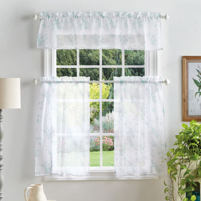 Blue Kitchen Curtains and Valances Set 3 Piece Kitchen Curtains