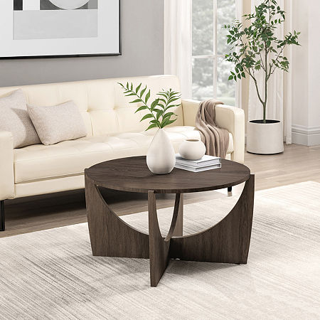 35 Crossed Arch Base Coffee Table, One Size, Gray