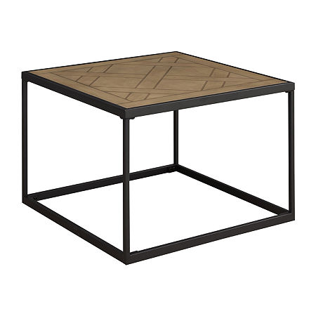 25 Square Parquet Top Coffee Table, One Size, Brown