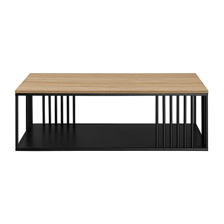 Minimalist Metal Slatted Coffee Table, One Size, Brown