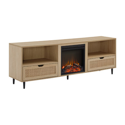 Rattan Door Fireplace Console