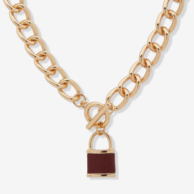 Worthington Gold Tone Womens 17 Inch Pendant Necklace