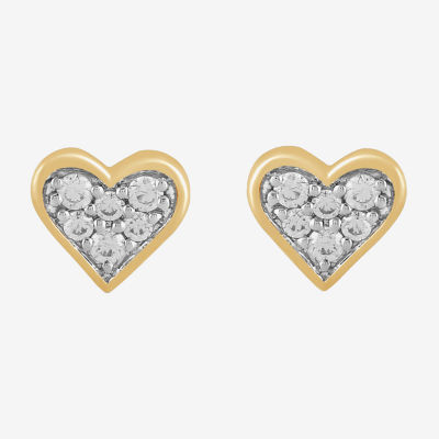 1/10 CT. T.W. Lab Grown White Diamond 10K Gold 5.9mm Heart Stud Earrings