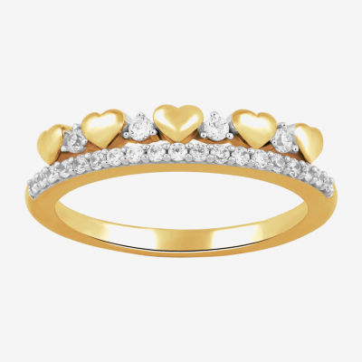 Womens 1/4 CT. T.W. Lab Grown White Diamond 14K Gold Over Silver Sterling Silver Heart Cocktail Ring