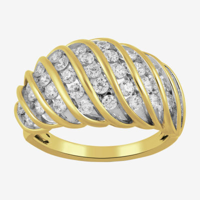 Womens 1 CT. T.W. Lab Grown White Diamond 14K Gold Over Silver Sterling Silver Cocktail Ring