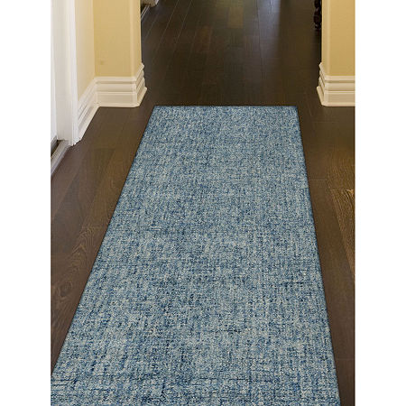 Liora Manne Savannah Fantasy Solid Hand Tufted 2' X 7'6 Rectangular Runner, One Size, Blue