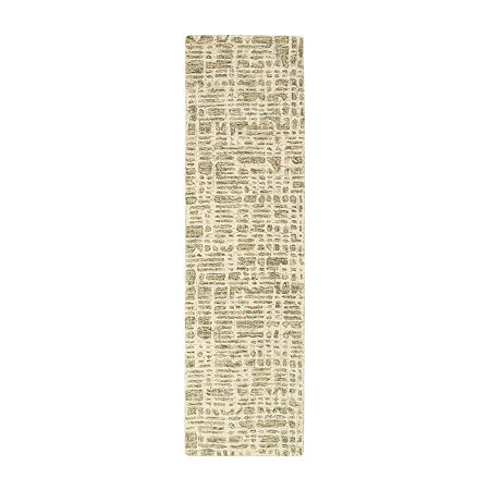 Liora Manne Savannah Grid Geometric Hand Tufted 2' X 7'6 Rectangular Runner, One Size, Green