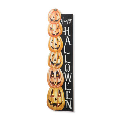 Glitzhome 42in Lighted Wooden Porch Sign Halloween Porch Sign