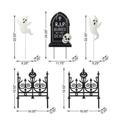 Glitzhome 24in Metal Graveyard Set Yard Stake Halloween Yard Art