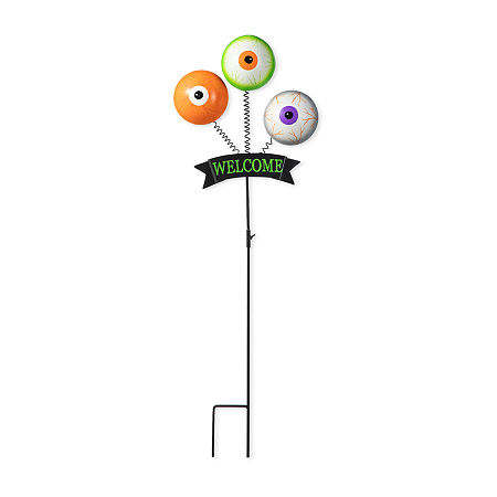 Glitzhome 35.25 Metal Spring Eyeballs Yard Stake Halloween Yard Art, One Size, Black