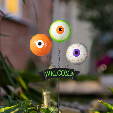 Glitzhome 35.25 Metal Spring Eyeballs Yard Stake Halloween Yard Art, One Size, Black