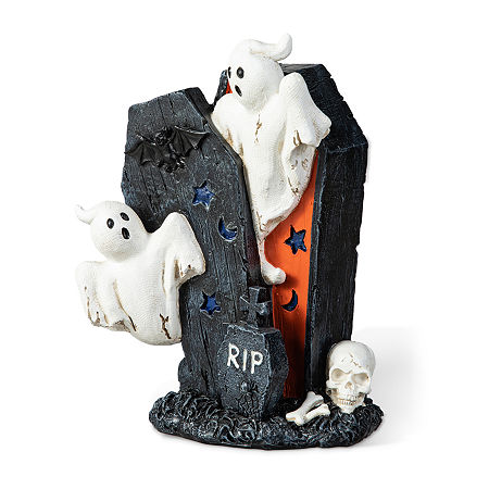 Glitzhome 9.75Ghost Gravestone Table Decor Halloween Tabletop Decor, One Size, Black