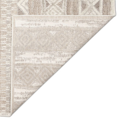 Liora Manne Napoli Diamond Natural Stripe Rectangular Area Rug
