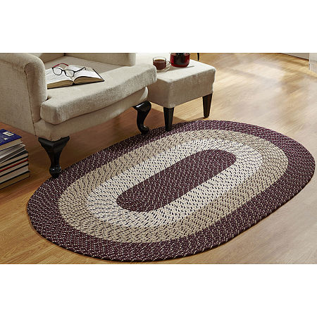 Better Trends Country Stripe Braided 4' X 6' Oval Area Rug, One Size, Red