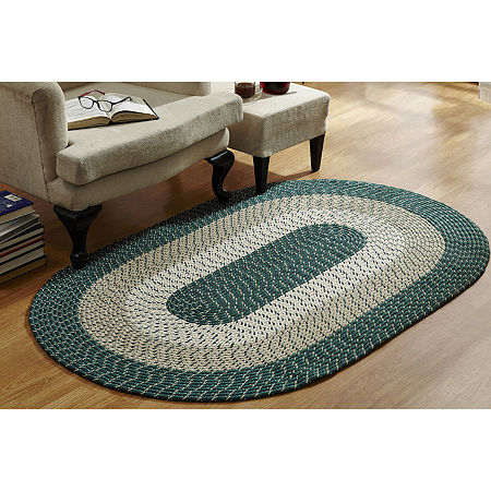 Better Trends Country Stripe Braided 4' X 6' Oval Area Rug, One Size, Green