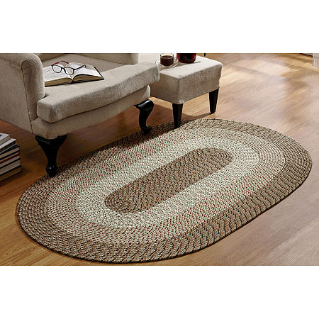 Better Trends Country Stripe Braided 4' X 6' Oval Area Rug, One Size, Beige