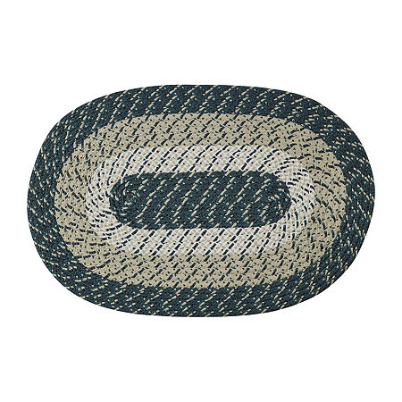 Better Trends Country Stripe Braided 4' X 6' Oval Area Rug, One Size, Green