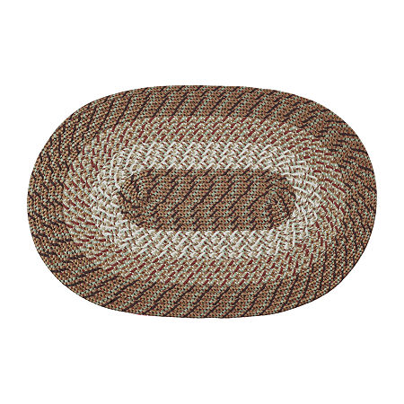 Better Trends Country Stripe Braided 4' X 6' Oval Area Rug, One Size, Beige