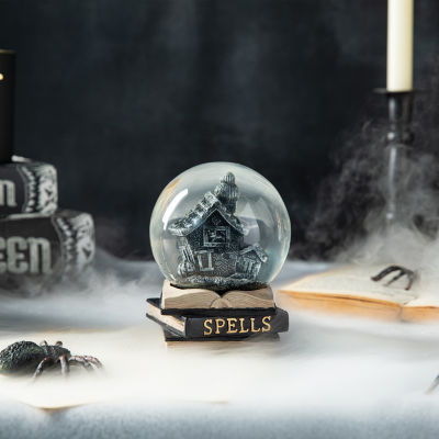 Glitzhome 100mm Haunted House Water Globe Halloween Tabletop Decor