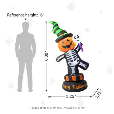 Glitzhome Lighted Skeleton Decor Halloween Inflatable