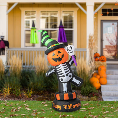 Glitzhome Lighted Skeleton Decor Halloween Inflatable