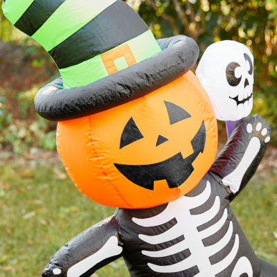 Glitzhome Lighted Skeleton Decor Halloween Inflatable