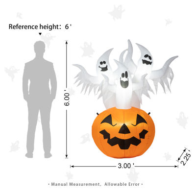 Glitzhome Lighted Pumpkin Scream Inflatable Decor Halloween Inflatable